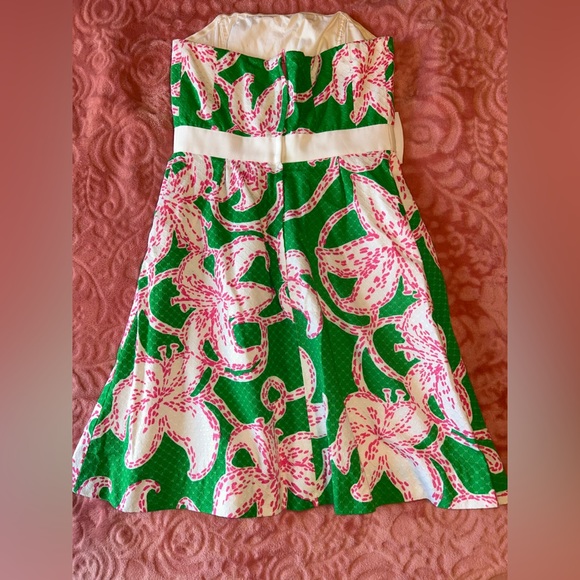 Lilly Pulitzer Strapless Dress in Green and Pink Floral - Picture 2 of 2